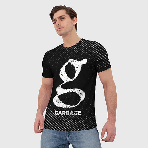 Мужская футболка Garbage с потертостями на темном фоне / 3D-принт – фото 3