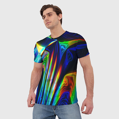 Мужская футболка Волнообразные абстрактные линии / 3D-принт – фото 3