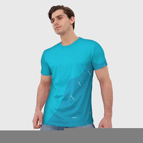 Мужская футболка Синяя абстракция - минимализм / 3D-принт – фото 3