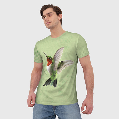 Мужская футболка Одинокая колибри / 3D-принт – фото 3