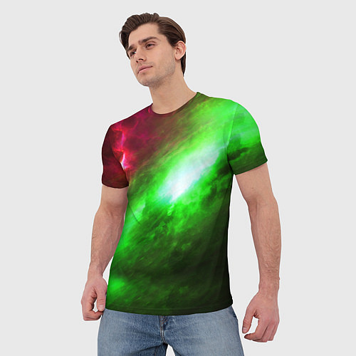 Мужская футболка Зеленый космос бесконечность / 3D-принт – фото 3