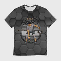 Футболка мужская Спорт - атлет с гирей, цвет: 3D-принт