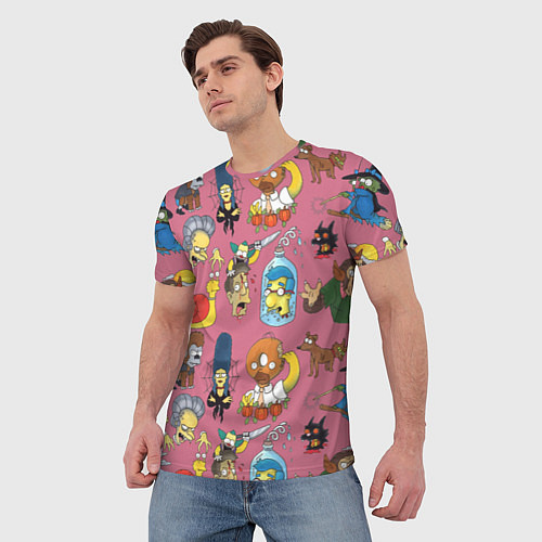 Мужская футболка Персонажи Симпсонов - horror pattern / 3D-принт – фото 3