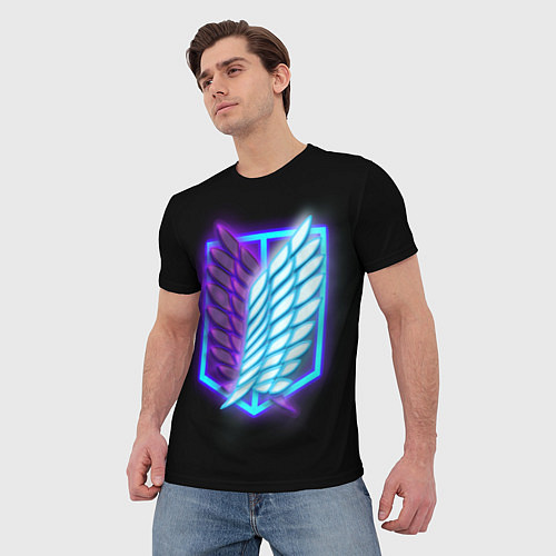 Мужская футболка Attack on Titan neon logo / 3D-принт – фото 3