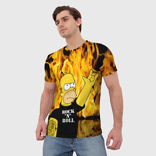 Мужская футболка Homer Simpson - Rock n Roll! / 3D-принт – фото 3
