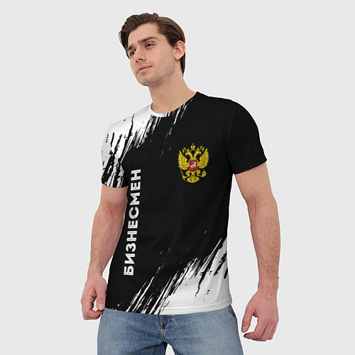 Мужская футболка Бизнесмен из России и герб РФ: надпись, символ / 3D-принт – фото 3