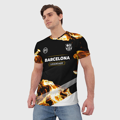 Мужская футболка Barcelona legendary sport fire / 3D-принт – фото 3