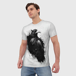 Футболка мужская Черный ворон и брызги, цвет: 3D-принт — фото 2