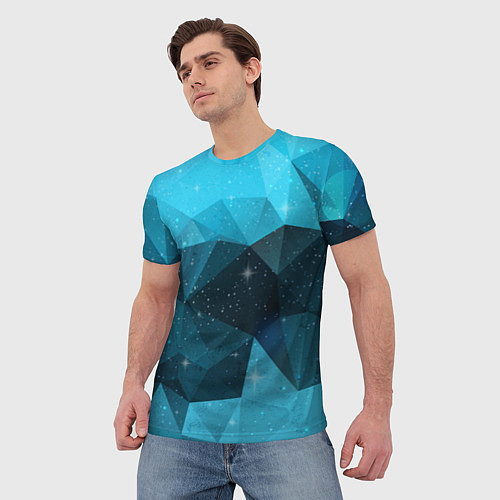 Мужская футболка Полигональный космос / 3D-принт – фото 3