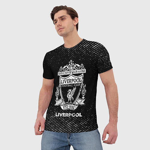 Мужская футболка Liverpool с потертостями на темном фоне / 3D-принт – фото 3