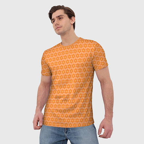 Мужская футболка Оранжево-желтые цветочки / 3D-принт – фото 3
