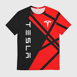 Футболка мужская Тесла - Красная абстракция, цвет: 3D-принт