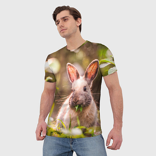 Мужская футболка Милый кролик / 3D-принт – фото 3