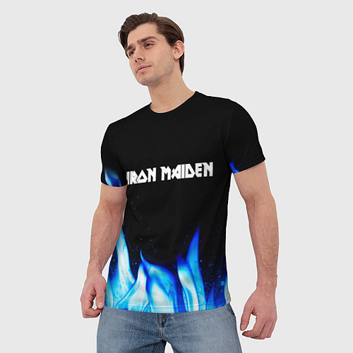 Мужская футболка Iron Maiden blue fire / 3D-принт – фото 3