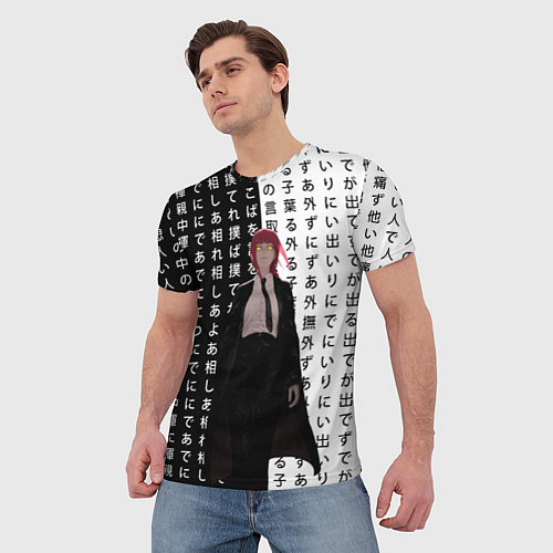 Мужская футболка Макима - Иероглифы - Человек-бензопила / 3D-принт – фото 3