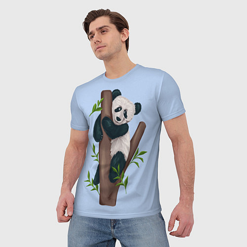 Мужская футболка Забавная панда на дереве / 3D-принт – фото 3