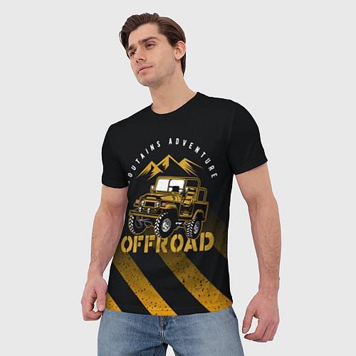 Мужская футболка Внедорожник на фоне гор / 3D-принт – фото 3