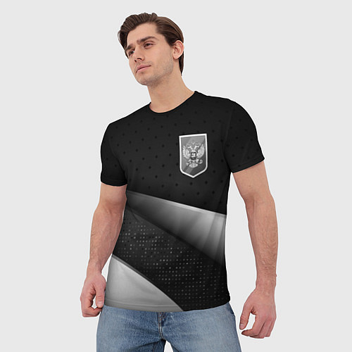 Мужская футболка Russia - black & white / 3D-принт – фото 3
