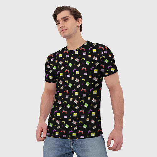Мужская футболка 90s pattern on black / 3D-принт – фото 3