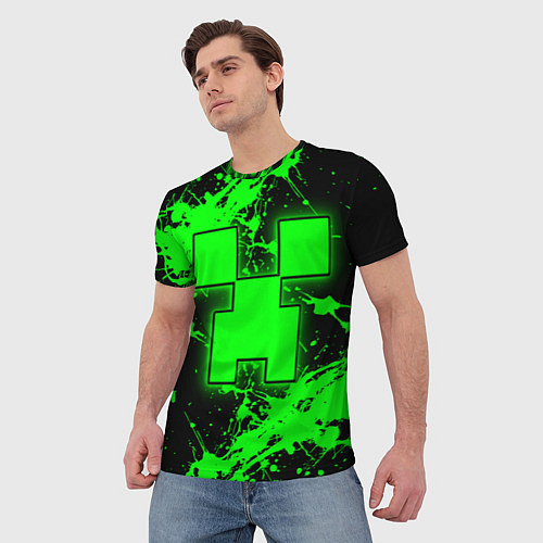 Мужская футболка Minecraft neon green / 3D-принт – фото 3