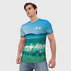 Футболка мужская Волна набегает на берег, цвет: 3D-принт — фото 2