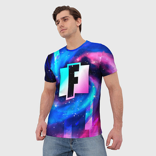 Мужская футболка Fortnite неоновый космос / 3D-принт – фото 3