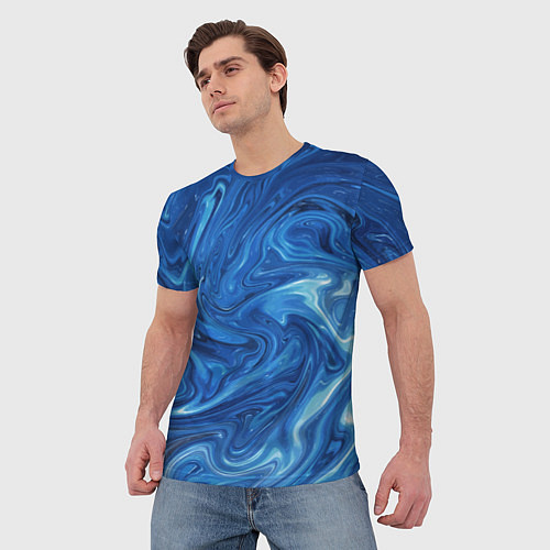 Мужская футболка Волновые разводы на поверхности воды / 3D-принт – фото 3