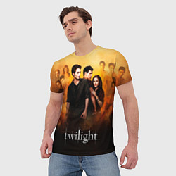 Футболка мужская Сумерки сага бежевый и черный фон, цвет: 3D-принт — фото 2