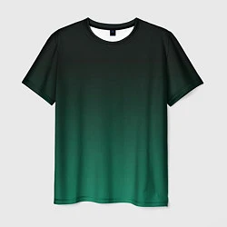 Футболка мужская Черный и бирюзово - зеленый, текстурированный под, цвет: 3D-принт