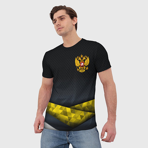 Мужская футболка Золотой герб black gold / 3D-принт – фото 3