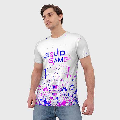Мужская футболка Игра в кальмара неон брызги / 3D-принт – фото 3