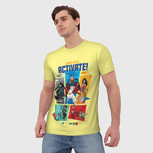 Мужская футболка Супергерои и животные из мультика DC Лига Суперпит / 3D-принт – фото 3