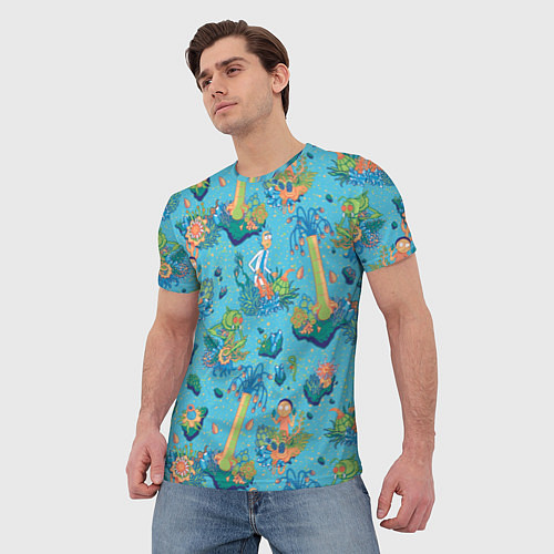 Мужская футболка Pattern toxic Rick and Morty / 3D-принт – фото 3