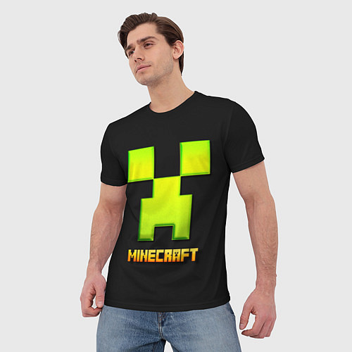 Мужская футболка Minecraft: neon logo / 3D-принт – фото 3