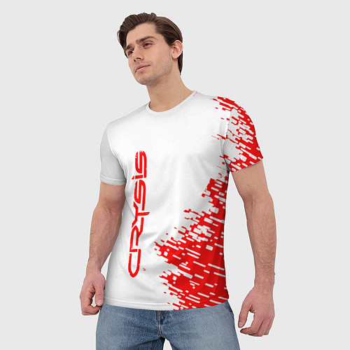 Мужская футболка Crysis Gaming - красная текстура / 3D-принт – фото 3