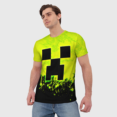 Мужская футболка Creeper neon / 3D-принт – фото 3