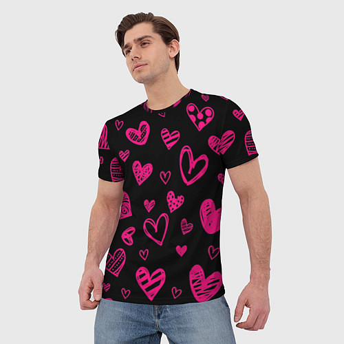 Мужская футболка Розовые сердца / 3D-принт – фото 3