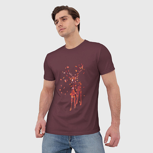 Мужская футболка Осенний олень с птицей / 3D-принт – фото 3