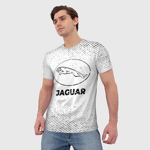 Мужская футболка Jaguar с потертостями на светлом фоне / 3D-принт – фото 3
