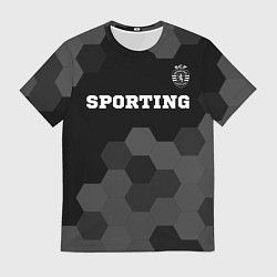 Футболка мужская Sporting sport на темном фоне: символ сверху, цвет: 3D-принт