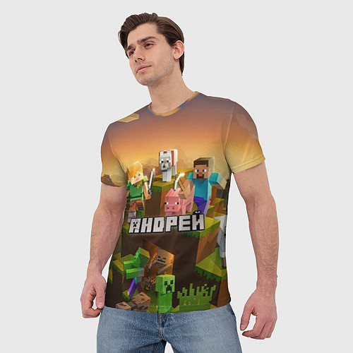 Мужская футболка Андрей Minecraft / 3D-принт – фото 3