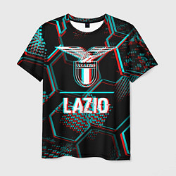 Футболка мужская Lazio FC в стиле glitch на темном фоне, цвет: 3D-принт