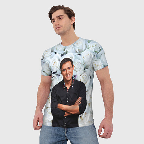 Мужская футболка Шатунов на фоне роз / 3D-принт – фото 3