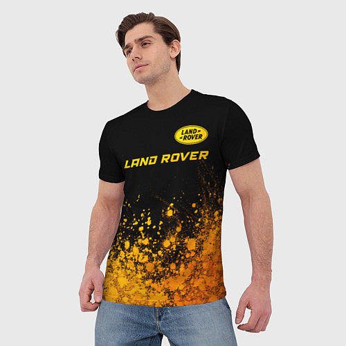 Мужская футболка Land Rover - gold gradient: символ сверху / 3D-принт – фото 3