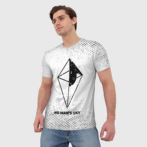 Мужская футболка No Mans Sky с потертостями на светлом фоне / 3D-принт – фото 3