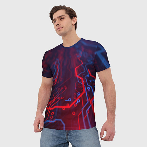 Мужская футболка Неоновая электро плата / 3D-принт – фото 3