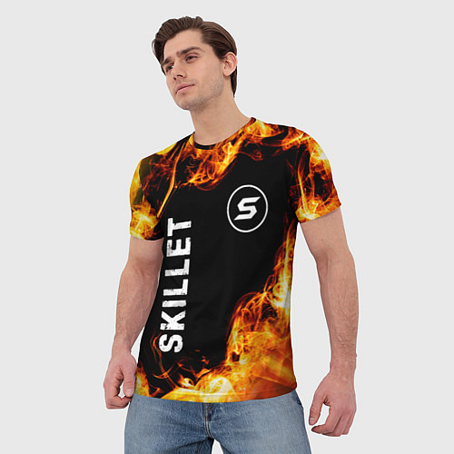 Мужская футболка Skillet и пылающий огонь / 3D-принт – фото 3
