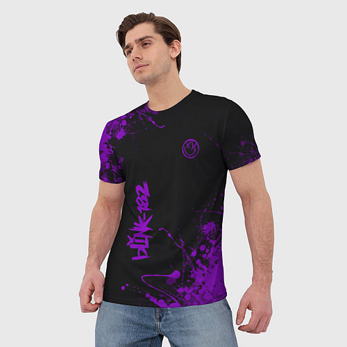 Мужская футболка Blink 182 фиолетовые брызги / 3D-принт – фото 3