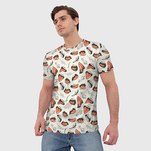 Мужская футболка Рот с языком поп арт / 3D-принт – фото 3