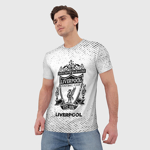 Мужская футболка Liverpool с потертостями на светлом фоне / 3D-принт – фото 3